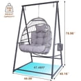 thumbnail image 5 of Rattan Egg Swing Chair with Stand & Cushion Set, Heavy Duty Hanging Stand with Wicker Hammock Egg Chair for Indoor Outdoor Patio Yard Garden (Grey), 5 of 7