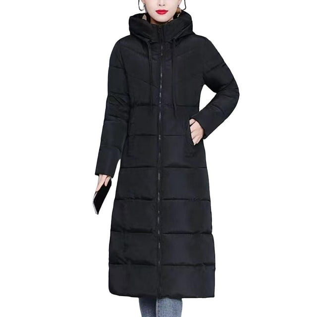 Women Winter Down Jacket Casual Long Zip Up Outerwear Puffer Jacket Suitable For Friends Gathering Wear