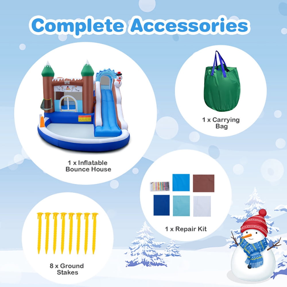 Aimee Lii 6-in-1 Winter Theme Snowman Inflatable Castle with Slide and Trampoline without Blower, Playhouse for Kids Outdoor Aimee Lii 6-in-1 Winter Theme Snowman Inflatable Castle with Slide and Trampoline without Blower, Playhouse for Kids Outdoor