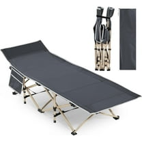 Folding Camping Cot, Portable Military Canvas Sleeping Bed, Outdoor Comfortable Lightweight Bed with Carry Bag for Hiking, Backpack Travel, Home & Office