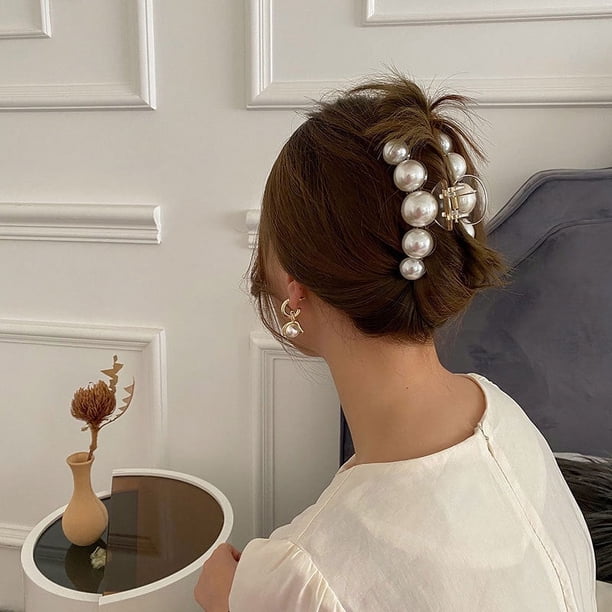 Pinza para el pelo con perlas, pinzas para el pelo, pinzas para el pelo, pinzas para el pelo grandes, pasadores antideslizantes, pinza grande, regalo de cumpleaños, accesorios para el cabell