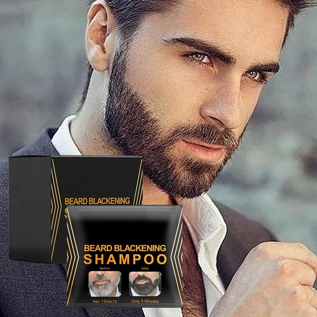 Paquete de 10 champús para ennegrecer la barba | Limpiador natural de barba para una hidratación profunda y alivio de la picazón | Limpieza segura y no irritante de la barba | Apto para todo tipo y