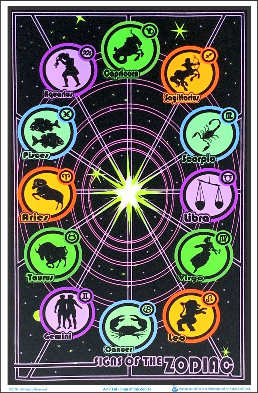 Signs Of The Zodiac Black Light Poster 23 x 35