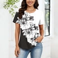 thumbnail image 6 of Craaazy Casual Womens Floral & Paisley Print Henley Top Crewneck Short Sleeve Pleated Front Loose Fit Top for Summer Gifts, 6 of 8