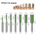 thumbnail image 2 of 7Pcs 1/4" Shank Single Double Flute Straight Router Bit Tool Set For Woodworking TAPDRA Spare Part, 2 of 3