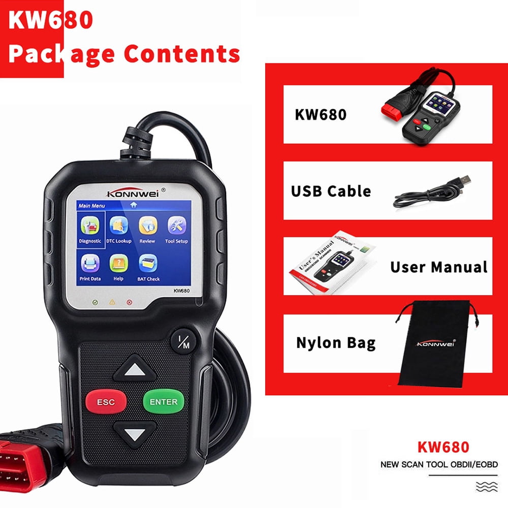 New KW680 CAN OBDII OBD2 EOBD Car Code Reader Diagnostic Scan Tool Fault Scanner 