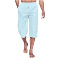 thumbnail image 1 of Aqestyerly Men's Summer Capri Pants - Elastic Waist,Side Pockets,Drawstring Design for Casual Summer Wear, 1 of 6