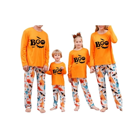 

Peyakidsaa Family Matching Halloween Pajamas Set Long Sleeve Shirt Tops Pants Holiday Pjs Sleepwear Loungewear