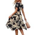 thumbnail image 3 of Fantaslook Short Sleeve Dresses for Women Floral Asymmetrical Hem Dress Summer Sundresses with Pockets, 3 of 9