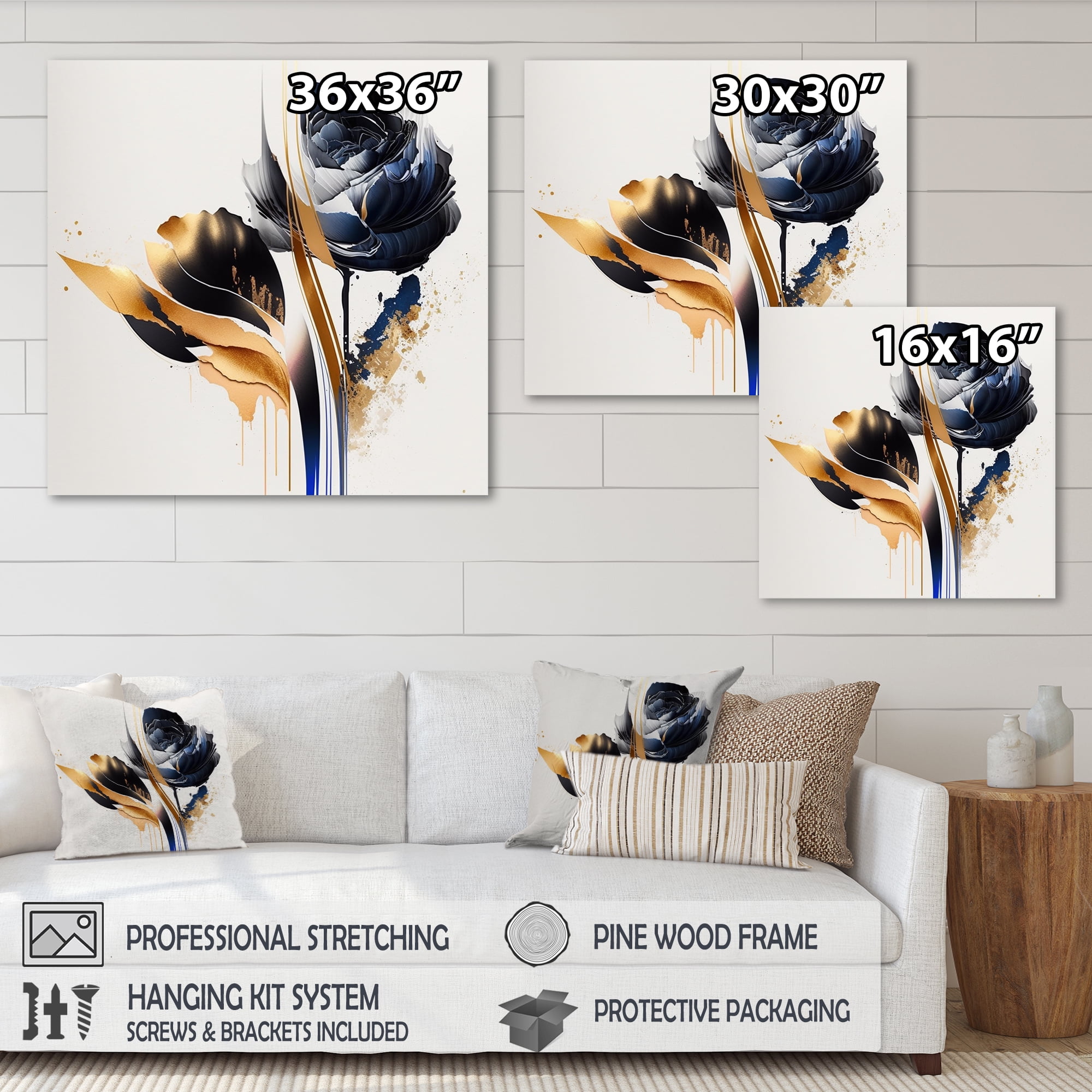 Designart Roses Flow Flower On Abstract Fusion III Canvas Wall Art