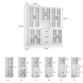 thumbnail image 4 of RichYa 3Pcs Grid Bookcases Set with Glass Doors,Tall Bookshelves with Storage Drawers,5-Tier Modular Cabinets for Living Room,White(BFB), 4 of 12