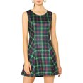 thumbnail image 1 of Allegra K Women's Round Neck Sleeveless Plaids Mini A Line Dress, 1 of 6