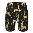 thumbnail image 4 of Kll Christmas Gold Deers Men'S Casual Summer Beach Shorts Hawaiian Shorts With Pockets-Large, 4 of 9