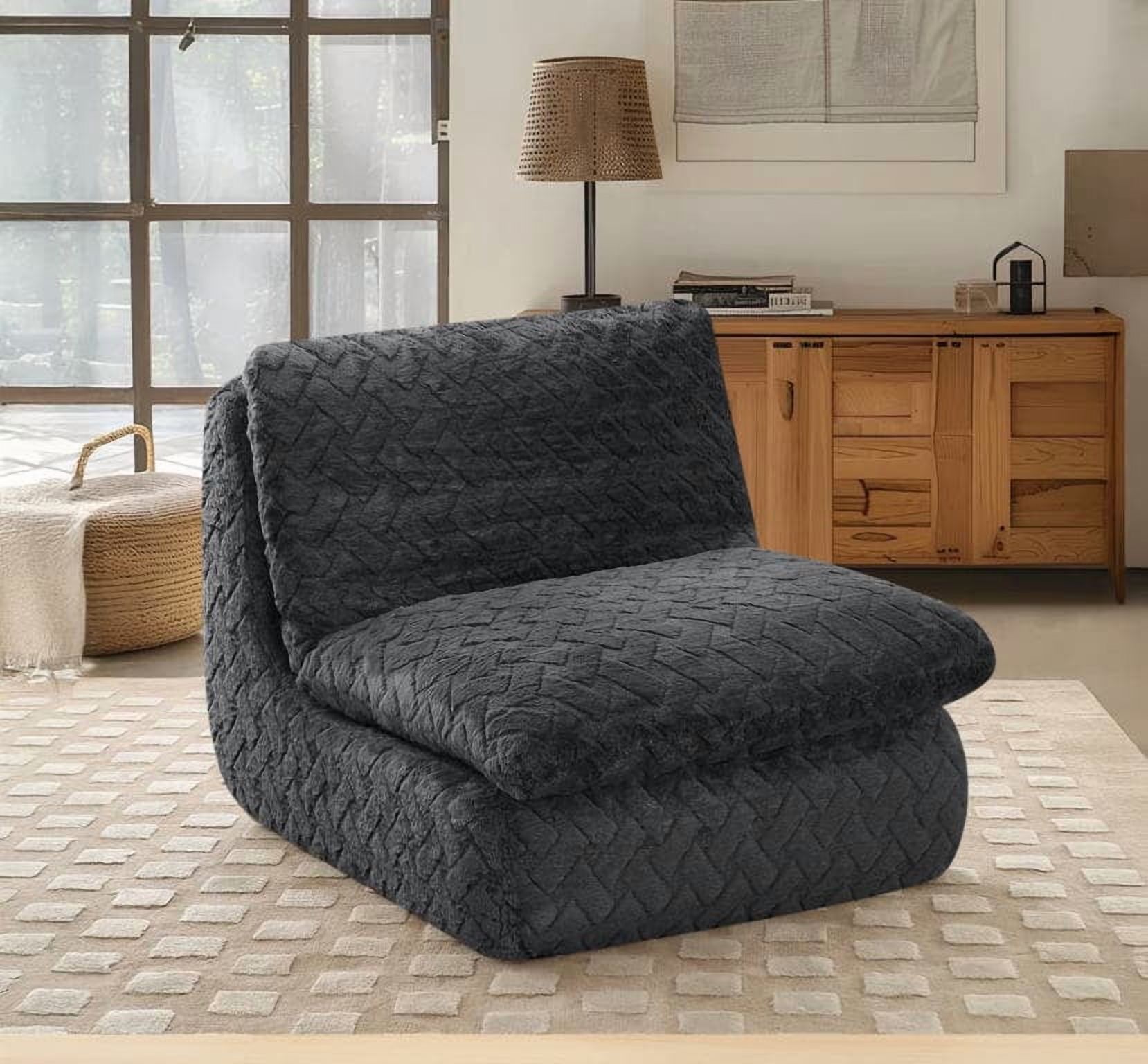 MAYEERTY Modern Full Compression Corduroy Swivel Sofa Chair with Ottoman for Living Room, 33*41*35"Black