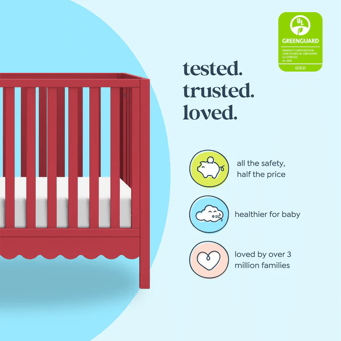 daVinci Sammy Scallop 4 in 1 Convertible Crib, Strawberry Red