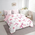 thumbnail image 3 of Castle Fairy Cartoon Bow Knot Twin Bedding Sets 7-Piece for Preppy Child,Groovy Flowers Bedding Comforter Set Microfiber,Pink White Breathable Sheet Sets,Super Cozy Room Decor,Reversible, 3 of 8