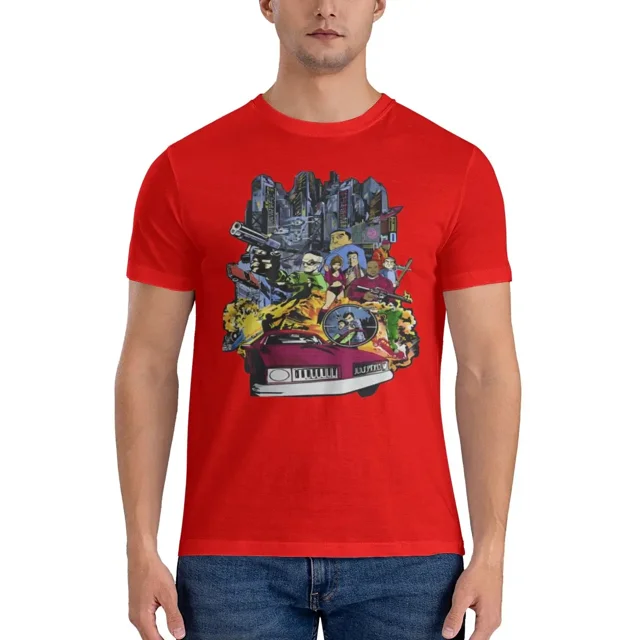 T-shirt Homme Theft Grand Theft Auto Gta Vintage Manches Courtes Col Rond T-Shirts Pur Coton Vêtement Unique Rouge 5TG