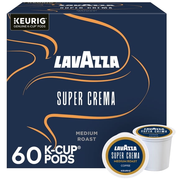 Lavazza Super Crema Keurig K-Cup® Pods, Medium Roast, Arabica and Robusta Blend (60 Pods)