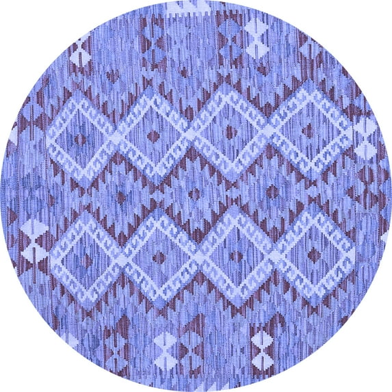 Ahgly Company Machine Washable Indoor Round Southwestern Blue Country Area Rugs, 7' Round