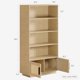 thumbnail image 2 of 5 niveles de madera estante de libros con rattan doors - boho-style de altura estante con abiertos estante para almacenamiento in sala de estar, dormitorio, oficina en casa o kitchen, 2 of 7