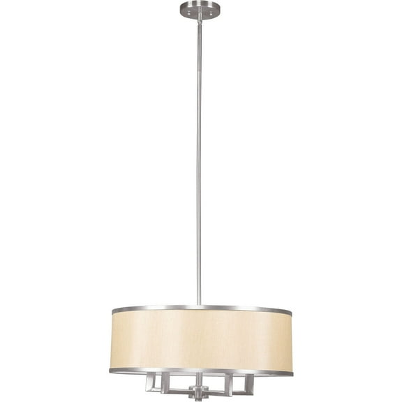 4 Light Brushed Nickel Chandelier with Handmade Champagne Hardback Shade