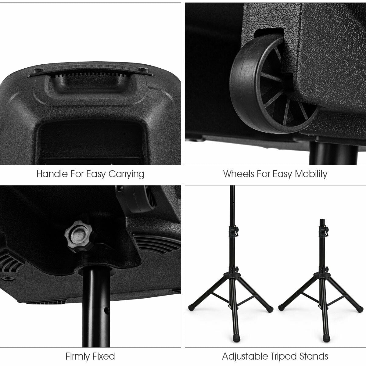 Gymax 15'' Portable 1500W 2-Way Powered Speaker With Illuminating Light