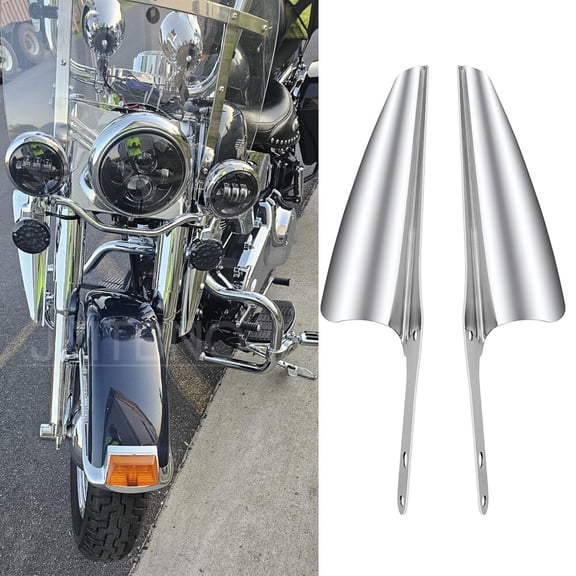 For Harley Heritage Softail Classic 95-23 Front Fork Mount Wind Deflector Chrome