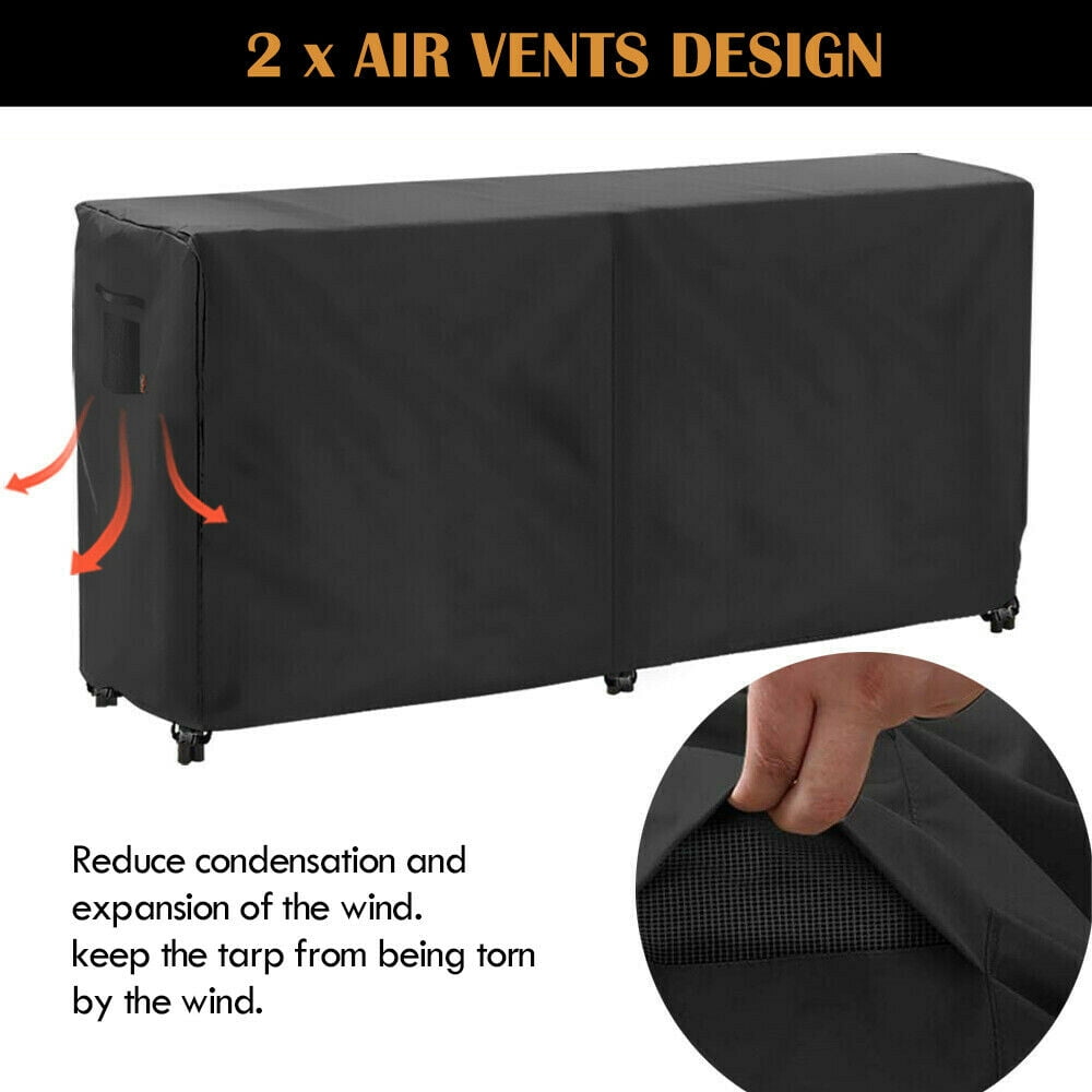 Firewood Rack Cover, IC ICLOVER Waterproof 8 feet Log Rack Cover, Windproof Dry Wood Pile Holder Storage Tarp Cover Heavy Duty Outdoor UV Resistant Sun Snow Rain Protector Fit 4 Seasons Black