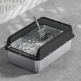 thumbnail image 3 of CAJA DE PARA GATOS CERRADA DE ACERO CONPA INOXIDABLE, BANDEJA DE METAL INODORO ANTISALPICADUAS CON Remedo de Paredes atas, sin pegajosa,, 3 of 7