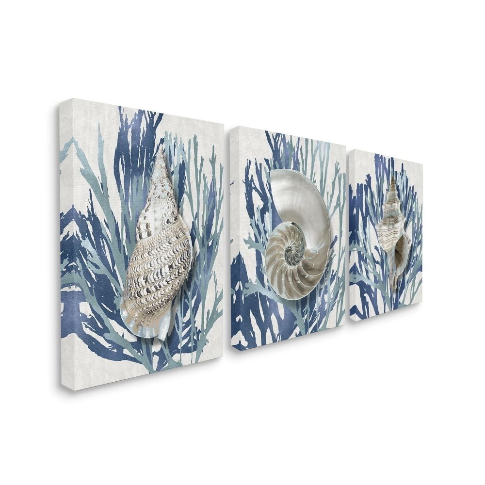 Plants in Vase Neutral Grey Design Botanical & Floral Gallery-Wrapped Canvas Print Wall Art, Set of 3, 17x17