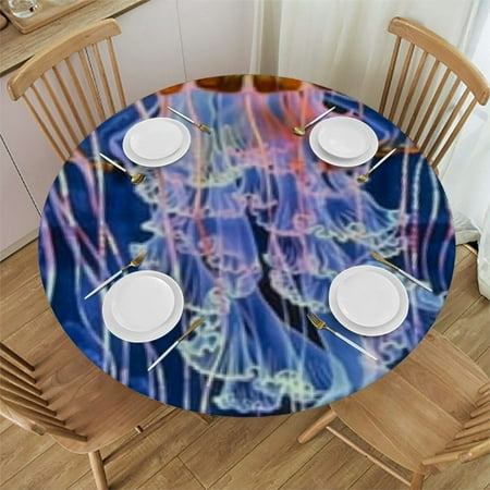 

Autua Jellyfish Round Table Cover Stain Resistant Washable Perfect for Indoor Outdoor Tablecloth Kitchen Dining Wedding Parties 100% Polyester Fiber 46 -50