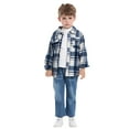 thumbnail image 2 of TOOYOU Boys Shirt Toddler Shirt Coat Jacket Plaid Long Sleeve Kids Lapel Button Tops Outwear Size 18-24 Months Blue, 2 of 5