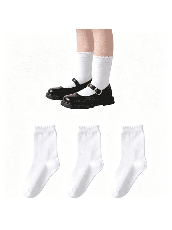 Girls Ruffle Socks White Dressy Socks School Uniform Sock Heart Bow Design For Girl Frilly Socks Women