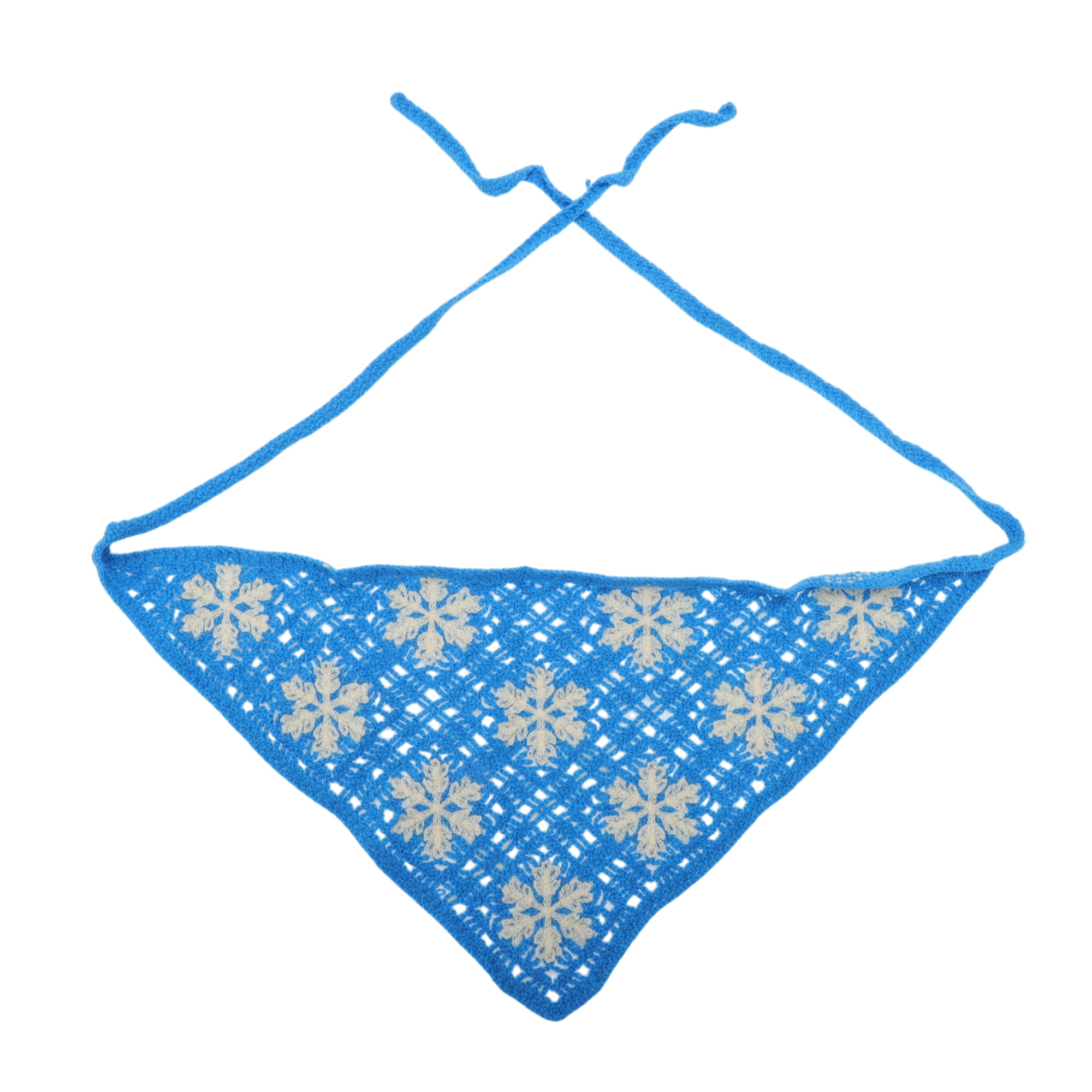 Unique Bargains Women  Knitted Triangle Bandana 2 Pcs Blue Beige
