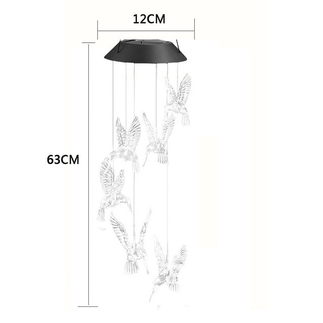 Carillon Lumineux LED Couleur Transparent Vent Solaire Changeant pour la Maison