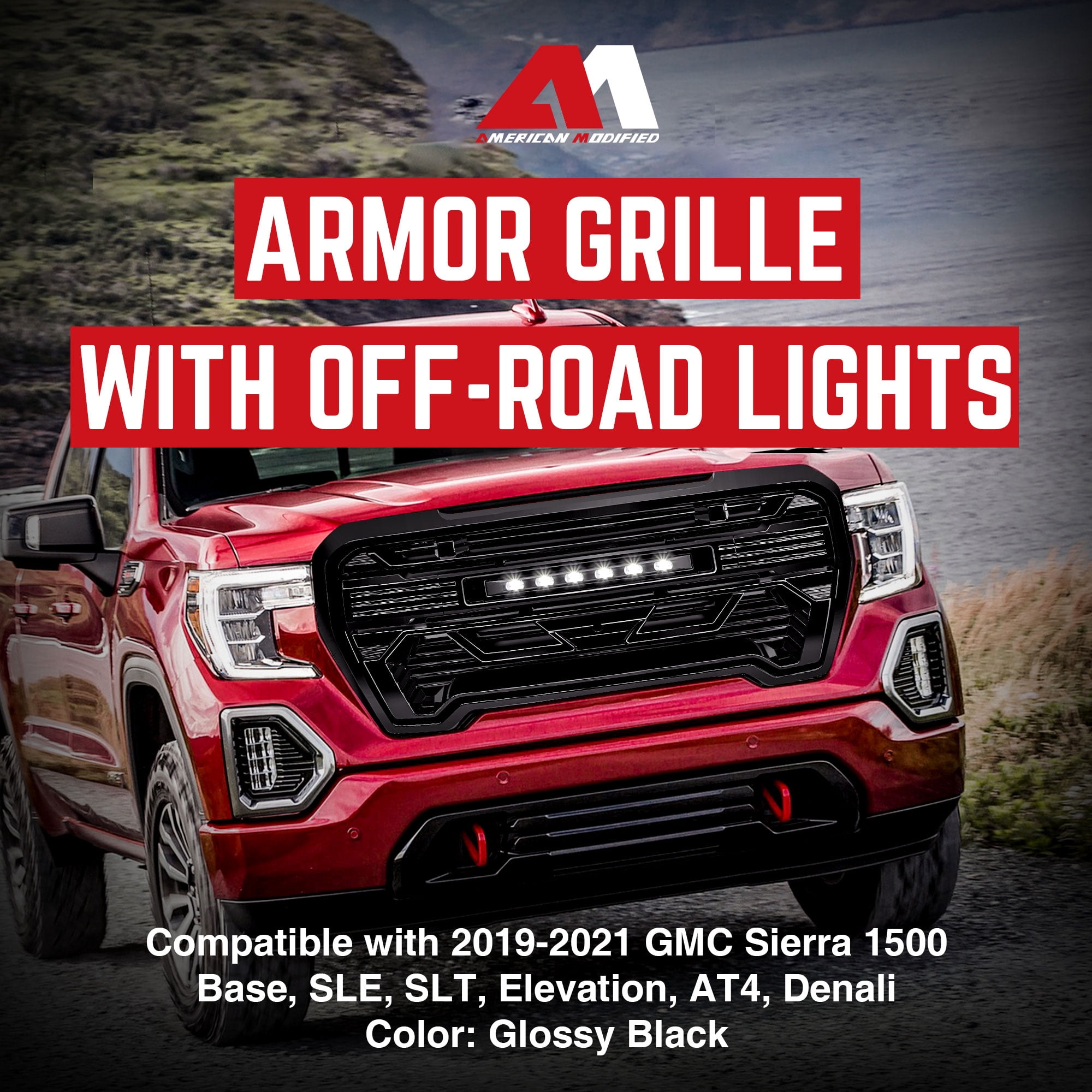 AMERICAN MODIFIED Grille w/Lights for 19-21 GMC Sierra 1500 Base, & SLE