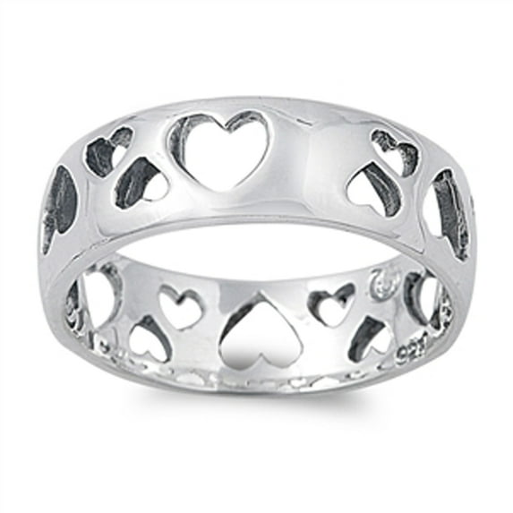 Eternity Cutout Heart Purity Girlfriend Ring 925 Sterling Silver Band Jewelry Female Male Size 8