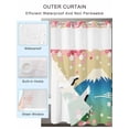 thumbnail image 4 of No Hook Shower Curtain with Snap-in Liner, Teal Brown Mountain Waterproof Fabric Bathroom Curtains, Farmhouse Cherry Blossoms Cranes Bath Curtains & Mesh Top Window 72"x96" Extra Long, 4 of 9