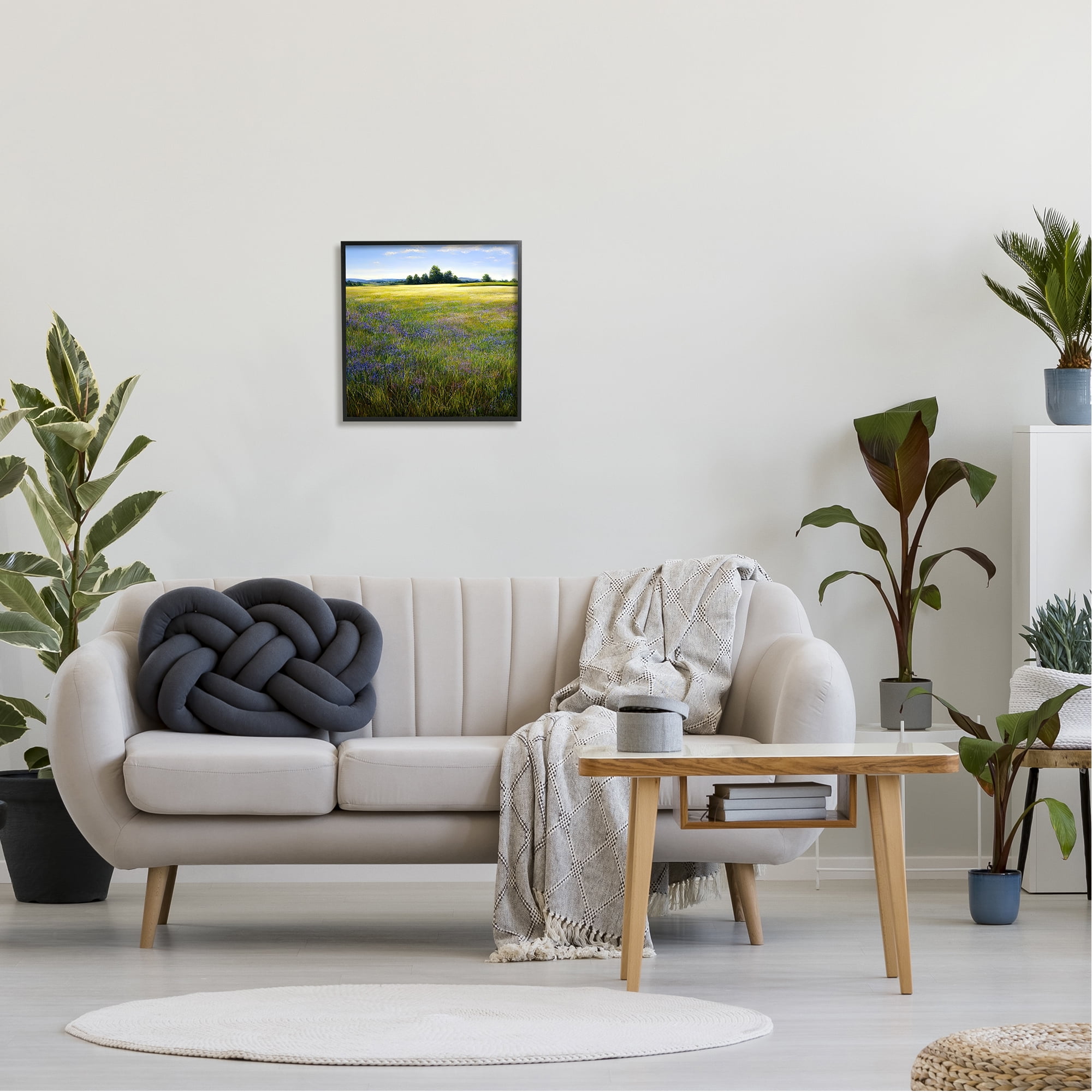 Stupell Industries Vast Meadow Landscape Landscape Painting Black Framed Art Print Wall Art, 17 x 17
