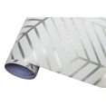 thumbnail image 3 of Geometry Hexagon Stripped Peel and Stick Wallpaper Vinyl Contact Paper Decorative 17.72" X 9.8ft, Silver and White, 3 of 9