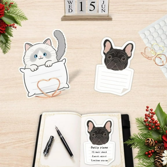 YOOMA Cute Pet - Themed Sticky Notes Set, Sticky Notes for Daily Convenience and Quick Notes (3.14x3.93Inches), 100-Pack with100pcs Stickers 3pcs Mental Note Card Clip, Cute Animal Notepads
