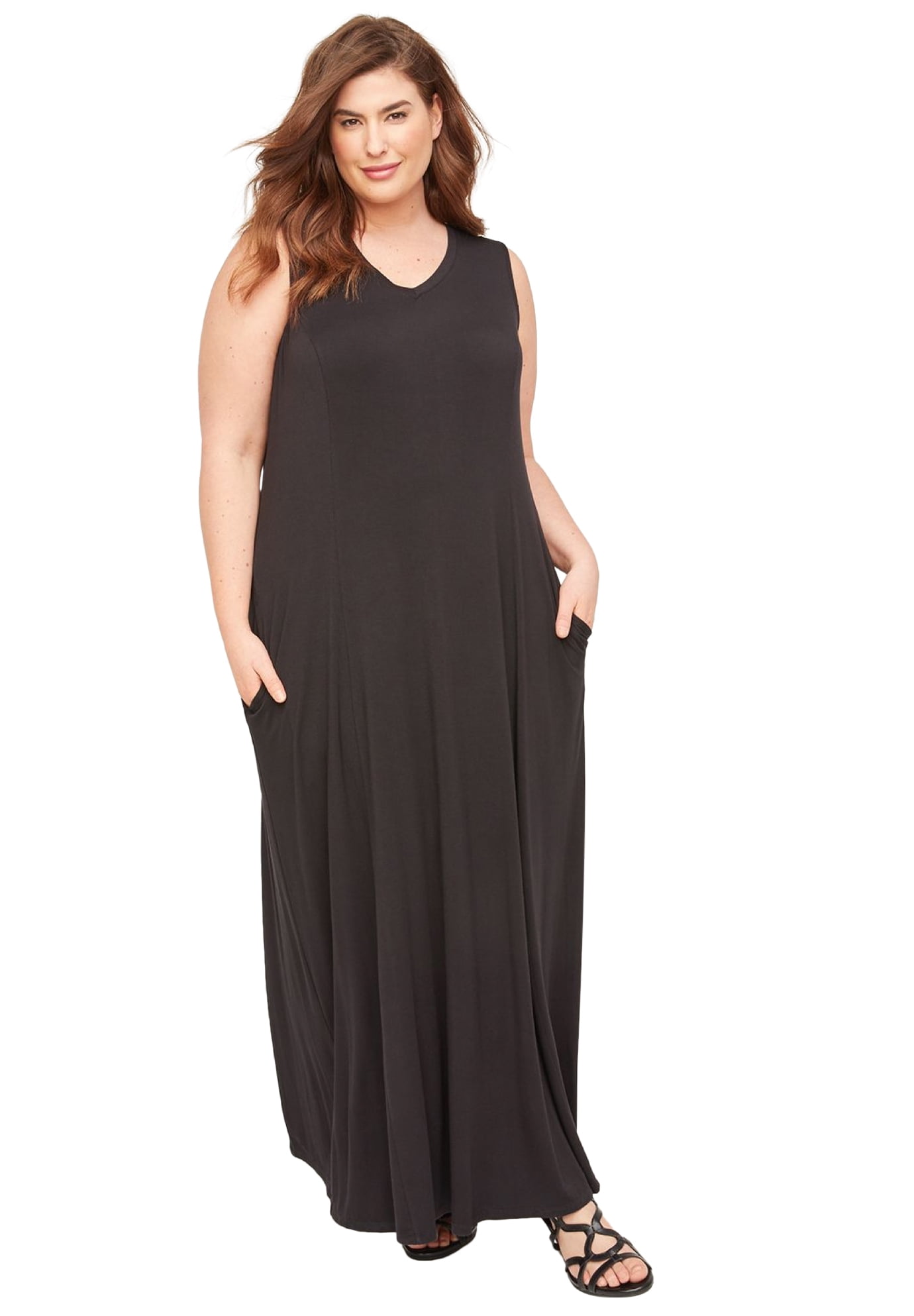 Catherines Women S Plus Size Morning To Midnight Maxi Dress With Pockets