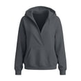 thumbnail image 4 of DISKEBUISS Women's Wrap V Neck Hoodie Long Sleeve Front Kangaroo Pocket Loose Casual Sweatshirt, 4 of 7