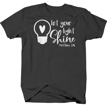 

Let Your Light Shine Light Bulb Matthew Bible Shirts for Men Large Dark Gray