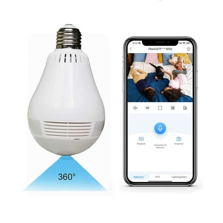 

absuyy Bulb Cameras Deals- New E27 Bulb Camera 1080p Mobile Phone Wireless WiFi Network Home Camera 360 ° infrared Night Vision Mobile Monitoring Monitor Two-way Voice Call