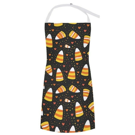 

ZZZHY Spooky Candy Corn Heart Accents-352 Apron with Pockets Adjustable Aprons for Men/Women Waterproof Chef Aprons for Kitchen Gardening Cooking BBQ Baking Halloween Thanksgiving Christmas