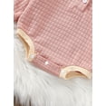 thumbnail image 6 of Seyurigaoka Baby’s Girl Boy Casual Long Sleeve Romper Fashion Quilted Grid Button Tops Round Neck Triangle Jumpsuits for Toddler Kids, 6 of 8