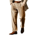 thumbnail image 3 of DDAPJ pyju Men's Velvet Pants Dress Pant with Pockets Long Trousers Casual Formal Autumn Winter Pants Khaki M, 3 of 9