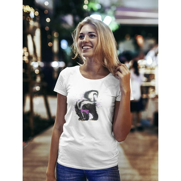 Watercolor Fashion Skunk T-Shirt Women -Image by Shutterstock, Female Small