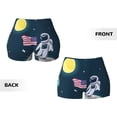 thumbnail image 3 of Sikiie Astronaut With USA Flag Print Workout Shorts Women Scrunch Butt Gym Shorts Seamless High Waist Tummy Control Yoga Biker Athletic Shorts, 3 of 5